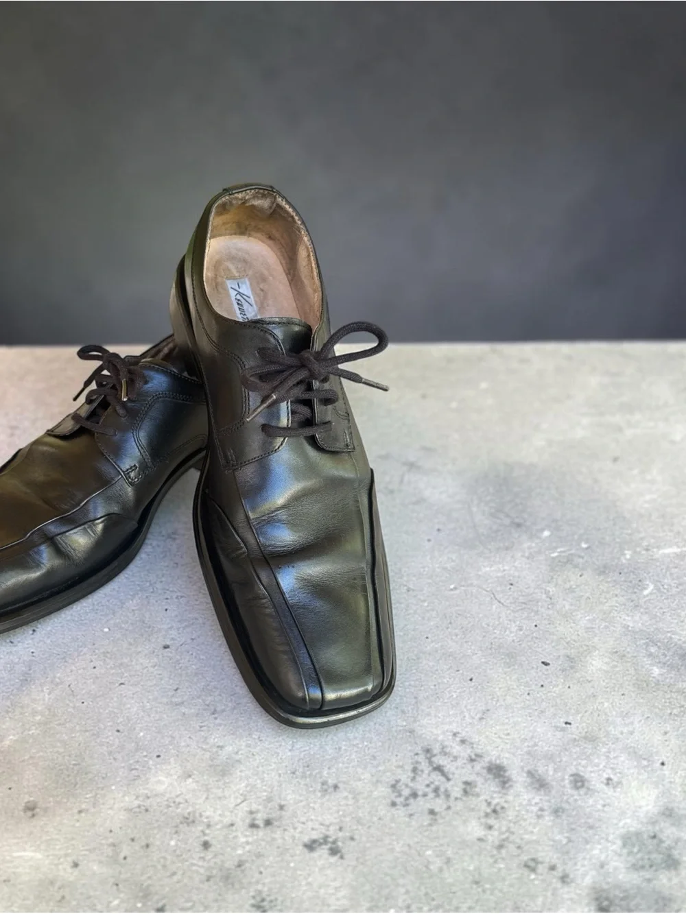 Kenneth Cole 040476 Black Leather Square Toe Dress Shoes Men's 9.5M